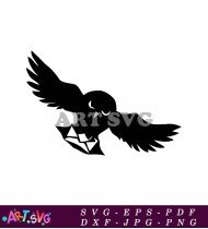 Black and White Owl In Flight SVG