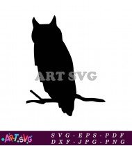 Black And White Owl In Silhouette SVG