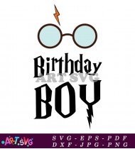 Birthday Boy With Glasses Black and White SVG