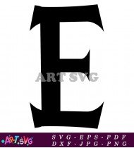 Black Letter E Outline Alphabet Cut File Design SVG