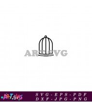 Black And White Birdcage With Curved Bottom SVG