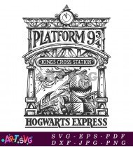 Platform 9 3/4 Hogwarts Express Train SVG