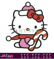 Hello Kitty With A Christmas Hat SVG