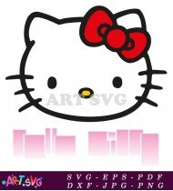 Adorable Cartoon Baby Kitty In Pink Dress SVG