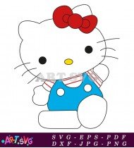 Hello Kitty With Red Bow And Blue Dress SVG