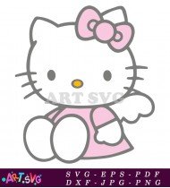 Cartoon Hello Kitty With Pink Dress And Wings SVG