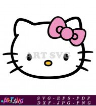 Classic Hello Kitty Cartoon Head Drawing SVG