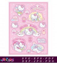 Hello Kitty Unicorn and Rainbow Sticker SVG