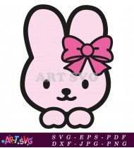 Cute Pink Cartoon With A Bow On Head SVG