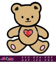 Cartoon Illustration Brown Teddy Bear With Heart SVG