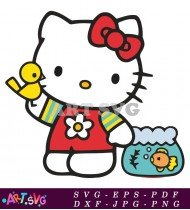 Cute Yellow Bird Hello Kitty Theme SVG