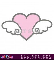 Heart Shaped Wings With Pink Heart SVG