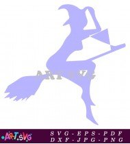 Witch Flying On Broomstick SVG Design