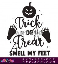 Trick Or Treat Halloween Footprints Design SVG