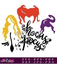 Hocus Pocus Halloween Witch Silhouette Design SVG 1