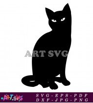 Black Cat Silhouette Halloween SVG Design