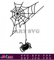 Spider And Web Halloween Clip Art Design SVG