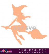 Cute Flying Witch Silhouette Halloween Clipart Image SVG