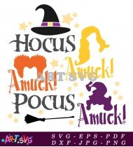 Hocus Pocus Amock Halloween Quote With Broom SVG