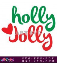 Holly Jolly Green Red Christmas Saying Print SVG 1