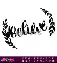 Believe Christmas Wreath Graphic SVG Cut 1