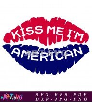 Kiss Me I'm American Lips Christmas Design SVG