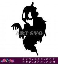 Black And White Cartoon Ghost Clipart Design SVG