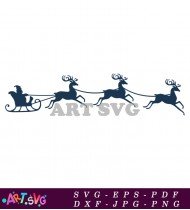 Sleigh With Reindeer Silhouette Vector SVG