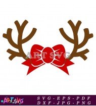 Cute Reindeer Antlers With Bow Clipart SVG