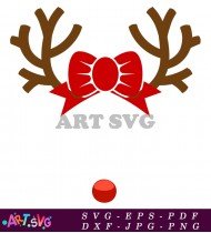 Red Christmas Bow With Outline Design SVG