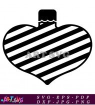 Black And White Striped Heart Ornament SVG