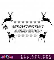 Merry Christmas Happy New Year Deer SVG