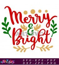 Merry And Bright Christmas Svg Design SVG 1