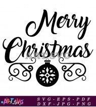 Merry Christmas Ornament Illustration With Snowflake SVG 1