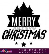 Merry Christmas Design Stars And Tree SVG 1