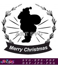 Merry Christmas With Santa Claus Silhouette SVG 1