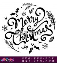 Merry Christmas Design With Snowflakes SVG 1