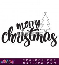 Merry Christmas Bold Script Font Black Design SVG