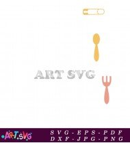 Gold Fork And Spoon Ornament Design SVG