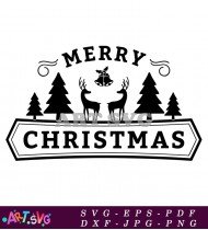 Merry Christmas Tree With Reindeer Ornament SVG