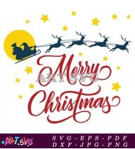 Merry Christmas Hand Lettering With Stars SVG