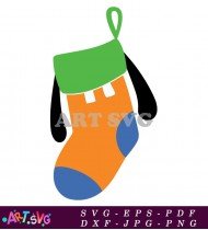 Christmas Stocking Orange Green Design SVG