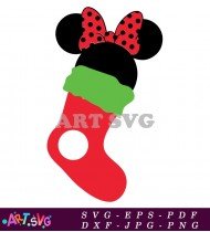 Minnie Mouse Red and White Christmas Stocking SVG