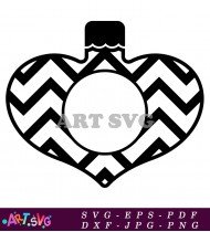 Black and White Chevron Heart Ornament SVG