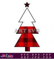 Plaid Christmas Tree Red Green Ornament SVG