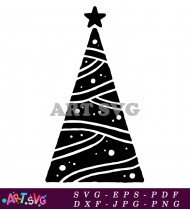 Black and White Christmas Tree Pattern SVG