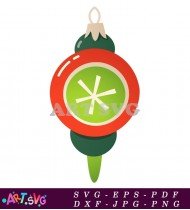 Green Red Christmas Ornament With Star Design SVG