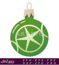 Green Christmas Ornament Star Pattern White SVG