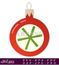 Christmas Ornament With Green Star Design Red SVG