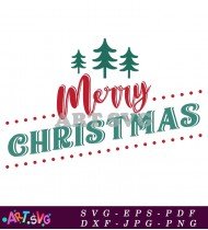 Merry Christmas Typography Design Green Red SVG